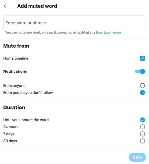 Muted Words Preferences